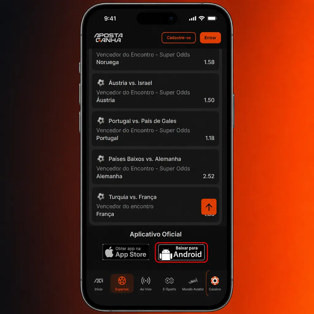 Tutorial de instalação do APK Aposta Ganha para Android, mostrando passos de download e configuração no celular