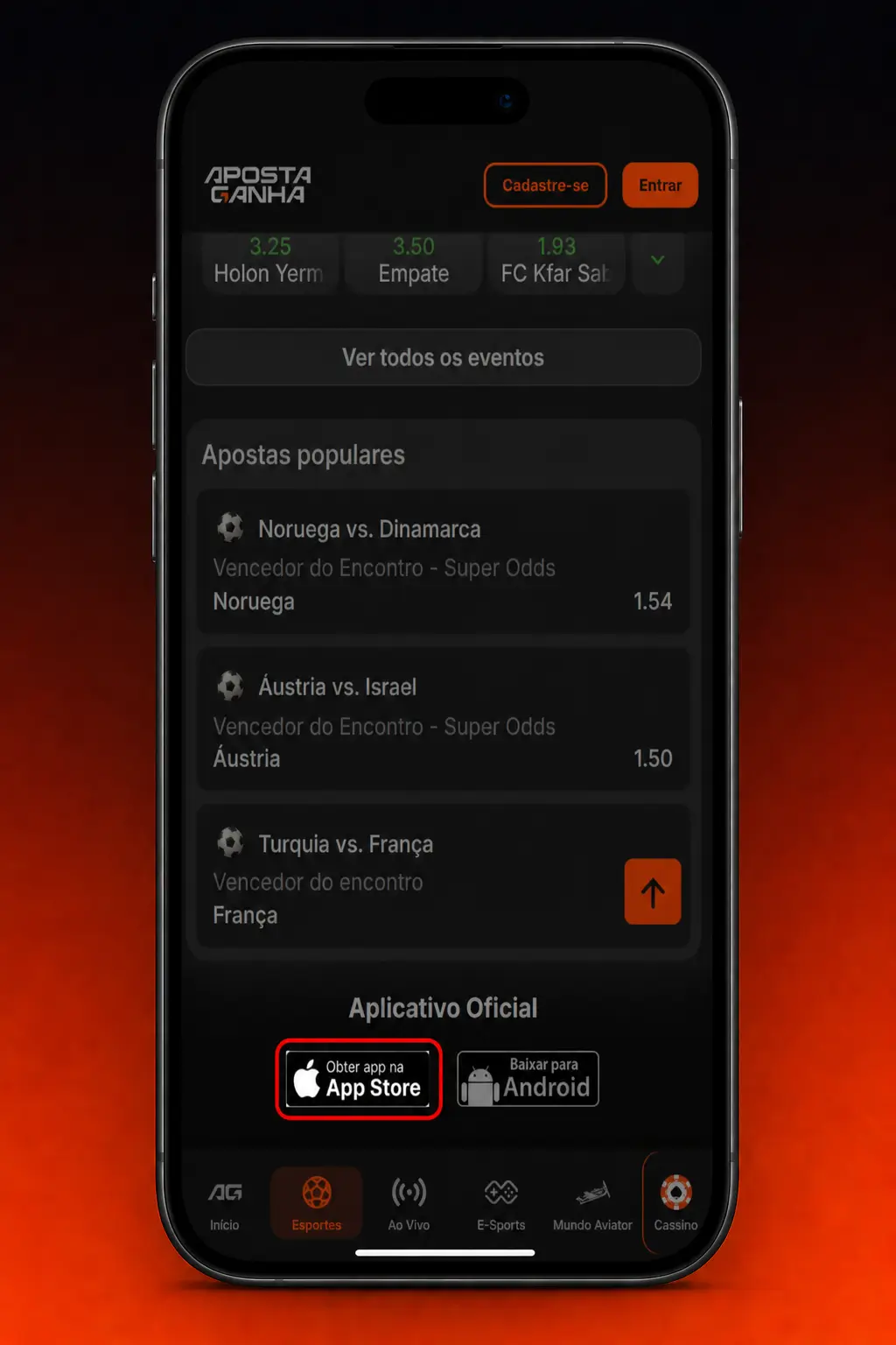 Instalação do app Aposta Ganha como PWA no Safari para iPhone, com passo a passo de cadastro e bônus de boas-vindas.
