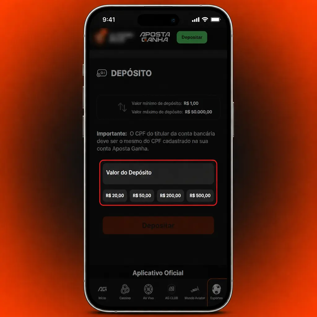 Passo a passo para depositar via Pix no aplicativo Aposta Ganha, com opções de Pix, AstroPay ou criptomoeda.