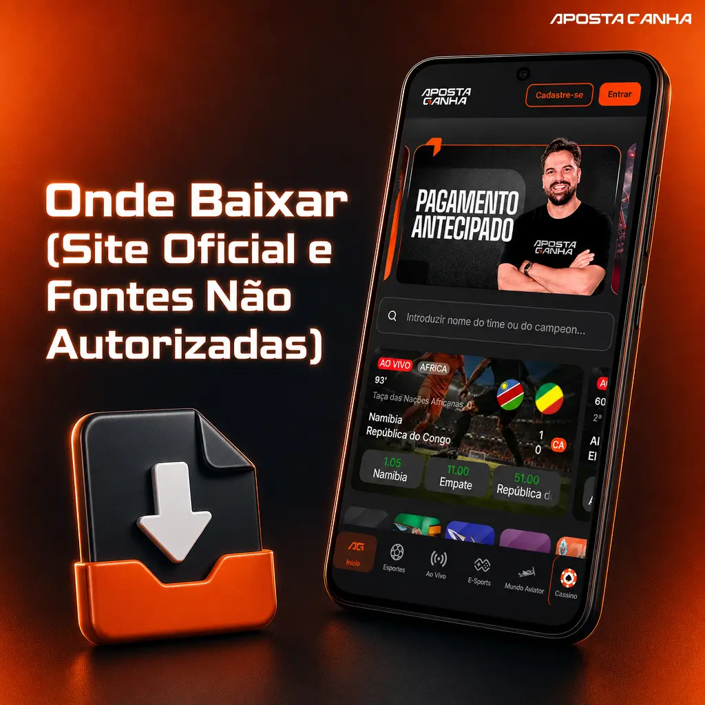 Botão oficial para baixar o APK verificado do Aposta Ganha com segurança, evitando fontes não autorizadas e riscos de malware.