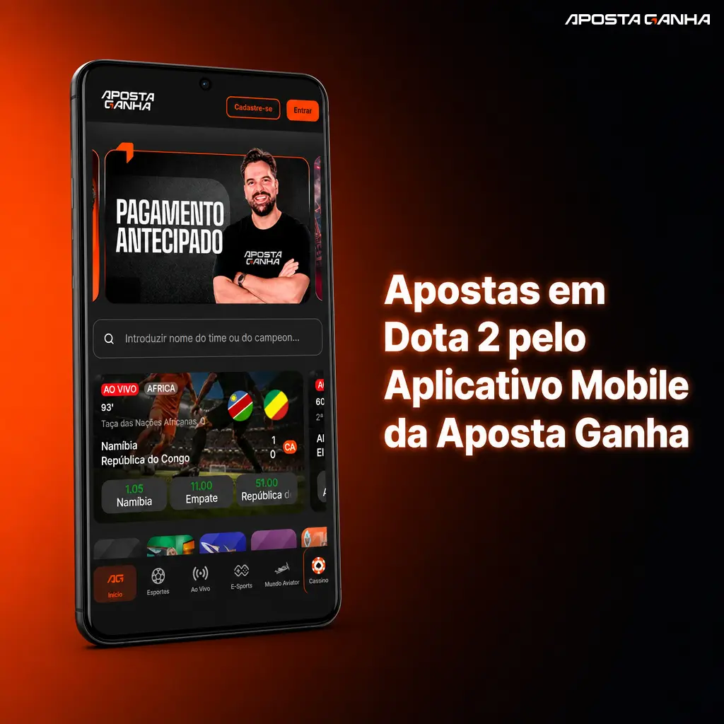 Apostas em Dota 2 pelo app da Aposta Ganha: odds ao vivo, login rápido e apostas em poucos toques no celular.