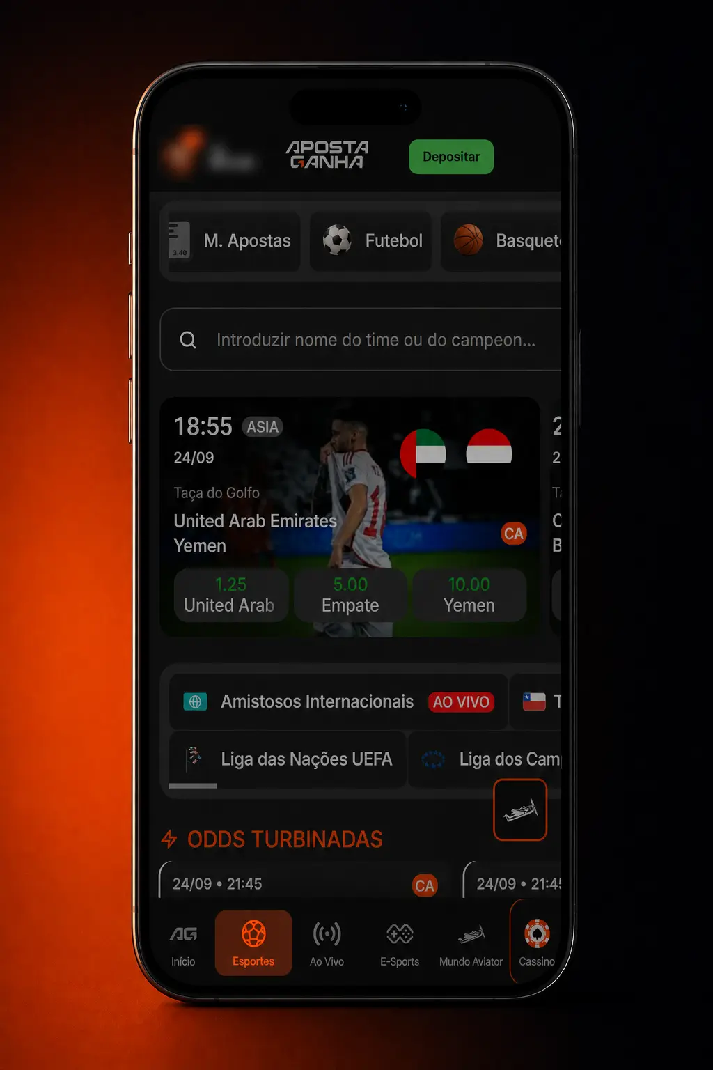 Apostas em hóquei no gelo com odds ao vivo no aplicativo Aposta Ganha, disponível para Android e iOS.