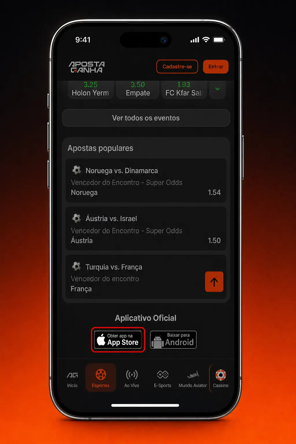 Passo a passo para baixar o app Aposta Ganha no iOS via PWA usando o navegador Safari em 5 etapas simples.