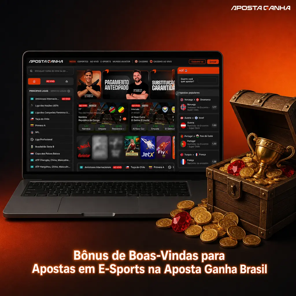 Bônus de 100% no primeiro depósito da Aposta Ganha para apostar em CS2, Dota 2 e League of Legends