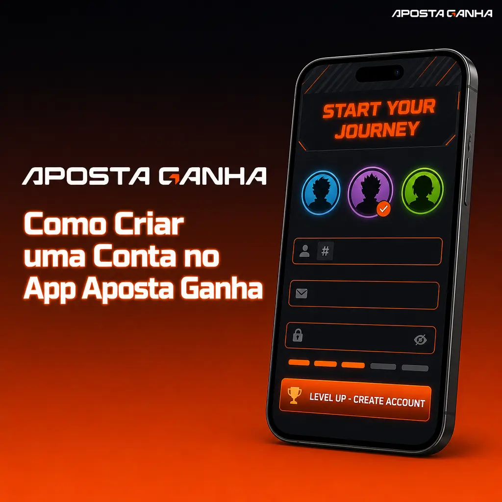 Tela de cadastro do app Aposta Ganha mostrando os passos para criar uma conta com CPF, e-mail e senha