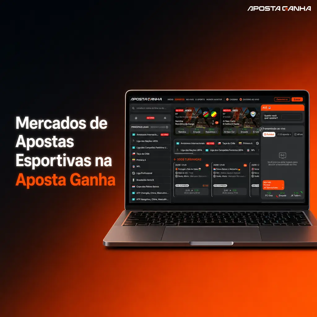 Mercados de apostas esportivas na Aposta Ganha: futebol, tênis e vôlei com odds ao vivo e mais de 200 opções por evento