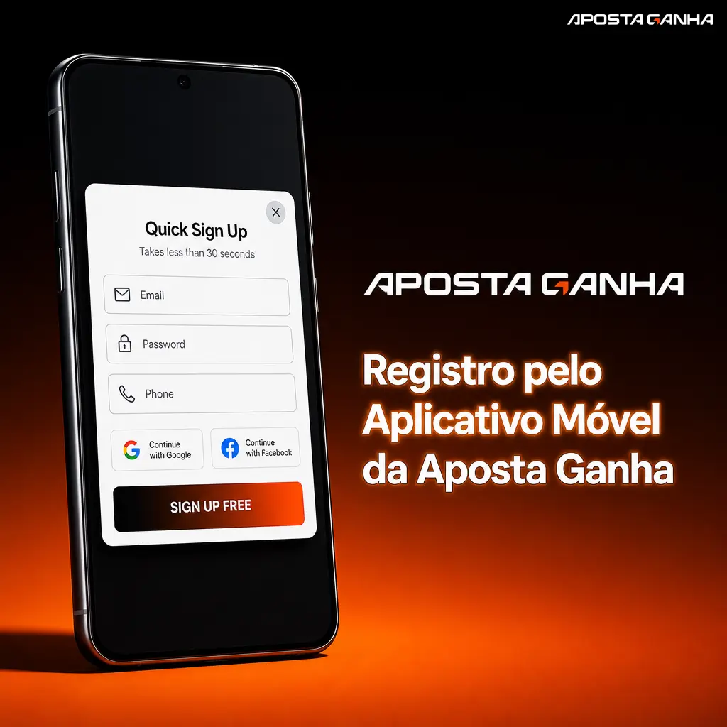 Cadastro no aplicativo móvel da Aposta Ganha mostrando as etapas de registro, preenchimento de dados e confirmação de identidade.