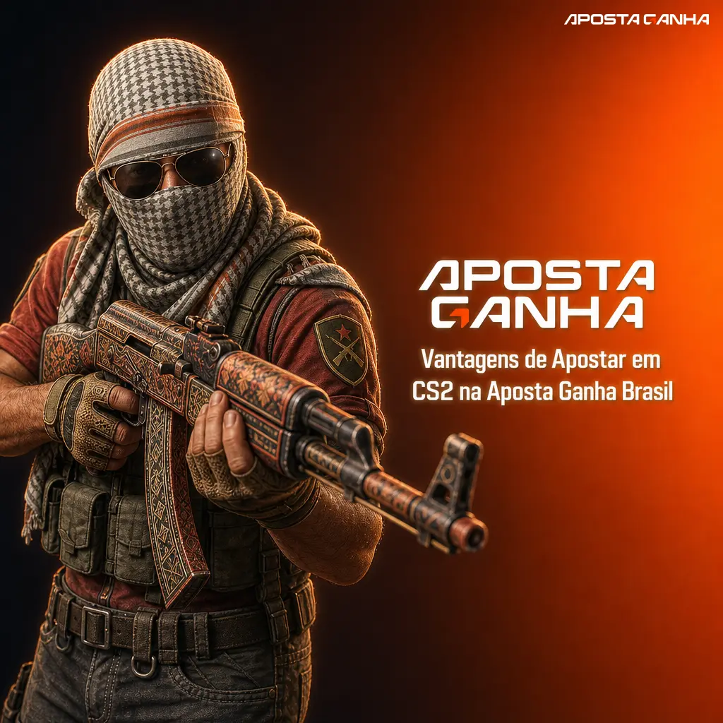 Vantagens de apostar em CS2 na Aposta Ganha Brasil: bônus, Pix, suporte 24h e app próprio para eSports.